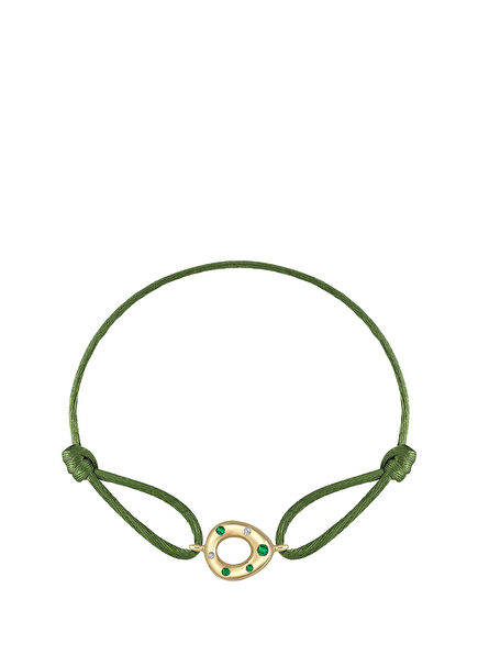 Yeşil Safir ve Pırlanta Taşlı Kadın Altın Bileklik