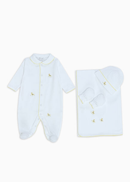 Civciv Nakışlı 4lü Unisex Bebek Hediye Seti