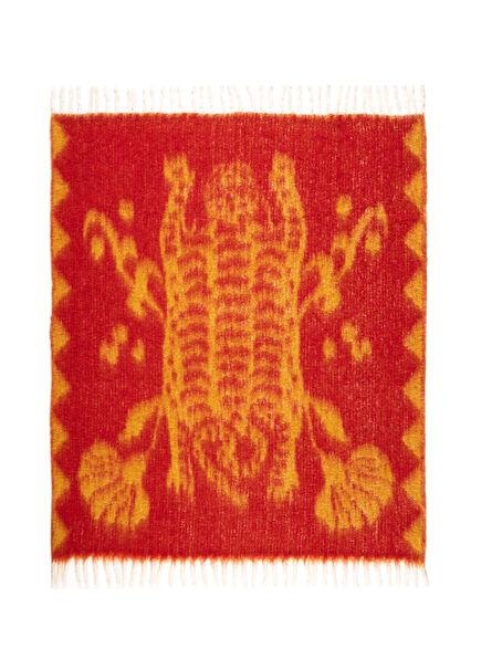 Ropar Fuchsia Mango Fringed Jacquard Acrylic Wool Sofa Shawl 130 x 180 cm