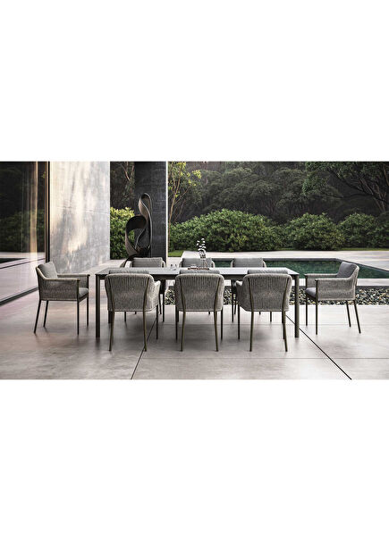 Noor Alüminyum Gri 8 Kişilik Bahçe Masa Takımı