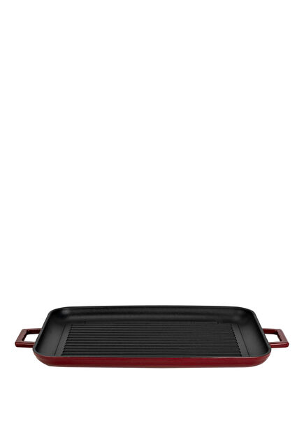 Burgundy Cast Iron Monolithic Double Handle Rectangular Grill Tray Pan 42 cm