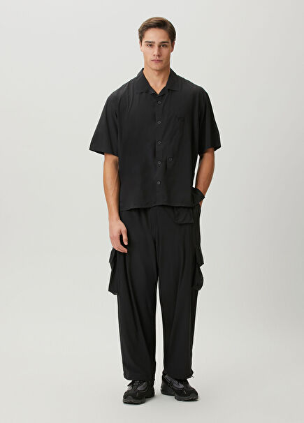 Ut Straight Black Waist Corded Cargo Pants