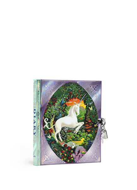 Unicorn and Magic Garden Themed Diary with Lock