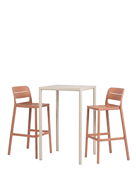 Cassia Piave Orange Garden Bar Table and Chair Set