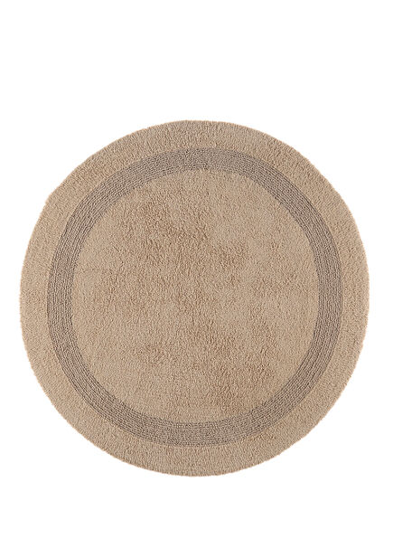 Puffed Beige Bath Mat 100x100 cm