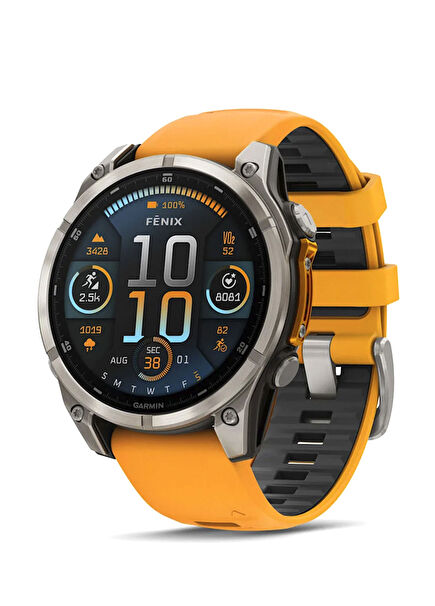 Fenix 8 Amoled Sapphire Turuncu Titanyum 47mm Silikon Kayışlı Akıllı Saat