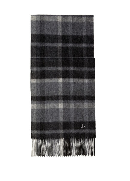 Anthracite Striped Men's Wool Scarf