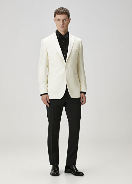 Ecru Swallow Neck Wool Tuxedo