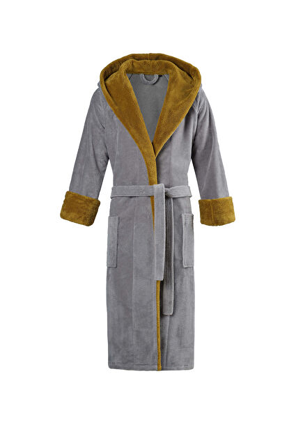 Alin Grey Mustard Cotton Unisex Bathrobe