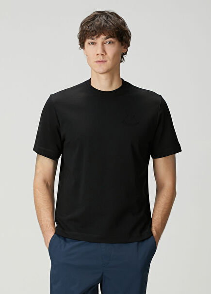 Siyah Logo Detaylı Organik Pamuk T-shirt