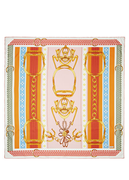 Colorblocked Patterned Silk Scarf