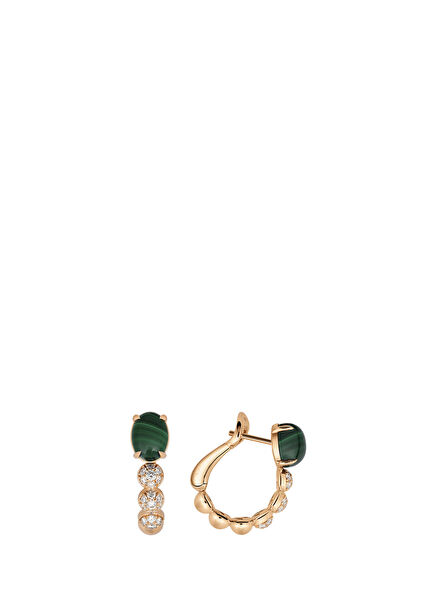 Tropica Malachite Diamond 18K Gold Women's Hoop Earrings