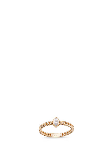 Marquise Cut Diamond 14 Karat Rose Gold Chain Ring