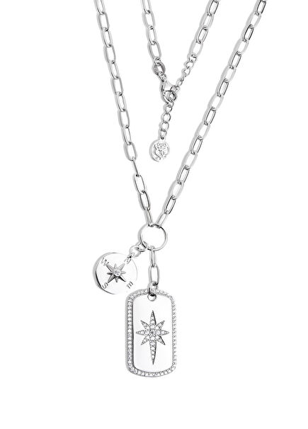 Polar Star 18K White Gold Plated Silver Charm Women's Necklace
