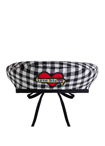 Siyah Beyaz Pötikareli Kadın Şapka