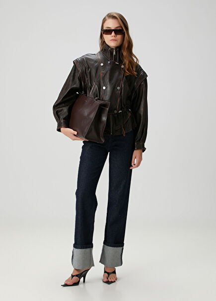 Navy Blue Double Cuff Jeans