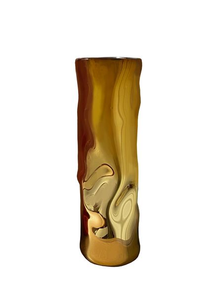 Tall Wavy Sarı Cam Vazo