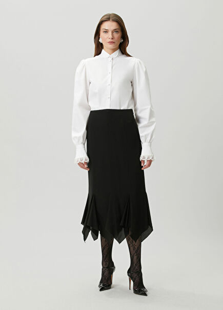 Black Midi Silk Skirt