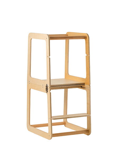 Montessori Children's Learning Tower That Can Be Transformed Into Natural Wood Table