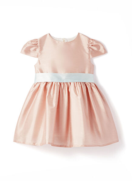 Peach Frost Pembe Fiyonklu Kısa Kollu Kız Çocuk Elbise