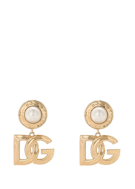 Gold Logo Detailed Women's Earrings