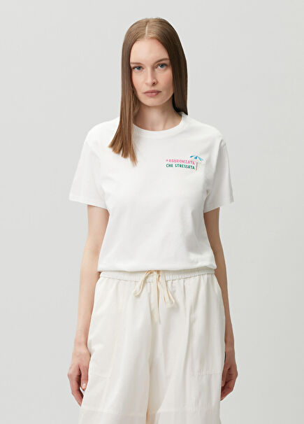 Emilie Beyaz Nakışlı T-shirt