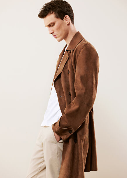 Mink Suede Double-Breasted Overcoat