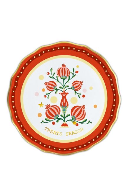 Mamma Mia Kırmızı Nar Desenli Porselen Pasta Tabağı 16 cm