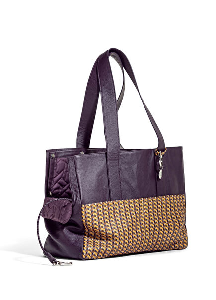 Purple Leather Dog Carrier Bag