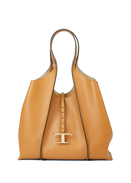 T-Timeless Tan Womens Leather Shopping Bag