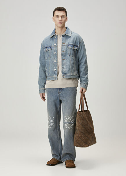 Anagram Blue Logo Embroidered Denim Jacket