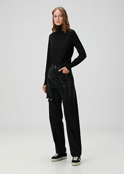 Black Crystal Embellished Jeans