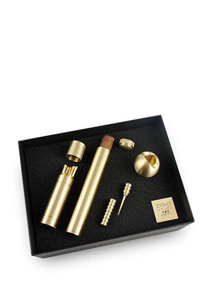 Box Brazen Brass Cigar Accessory Gift Set