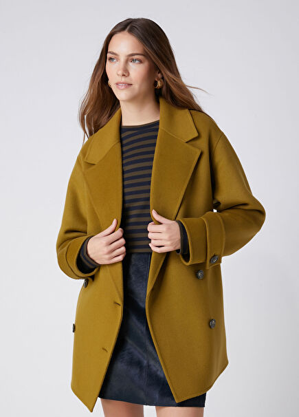 Handmade Green Double-Breasted Wool Short Jacket