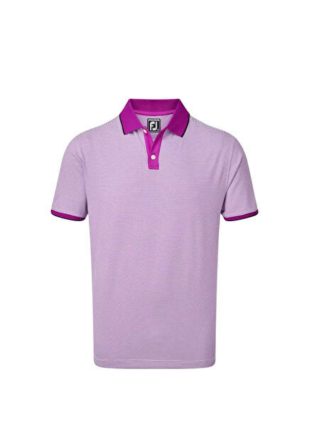 Pique Ministripe Mor Kısa Kollu Erkek Golf T-Shirt