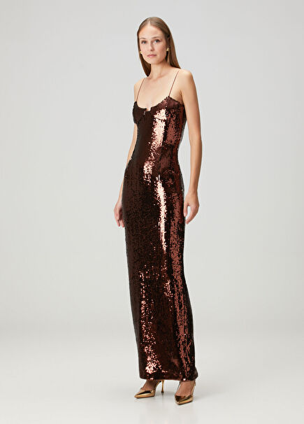 Phoebe Brown Sequined Maxi Evening Dress