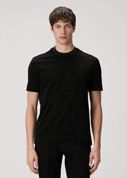 Black Logo Patterned T-Shirt
