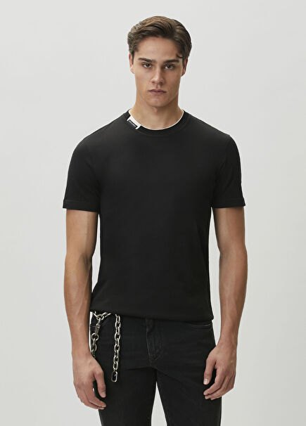 Black Collar Logo Detail T-Shirt