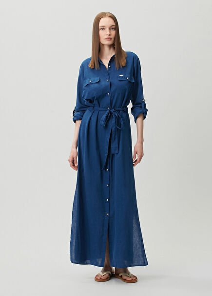 Darcy Navy Blue Maxi Shirt Dress