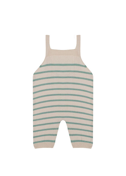 Mint Beige Striped Baby Girl Knitwear Salopet