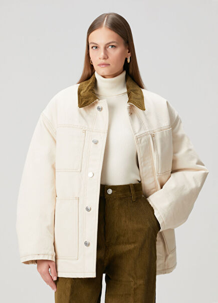 Ekru Twill Ceket