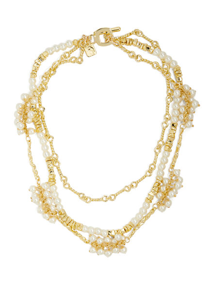 Gold Pearl Detailed Women's Necklace