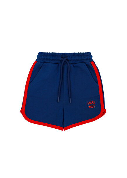 Navy Blue Red Piping Boys' Shorts