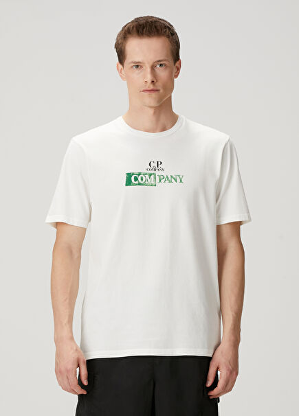 White Logo Printed T-Shirt