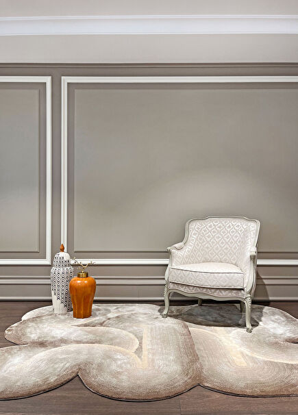 Beige Patterned Wool Carpet