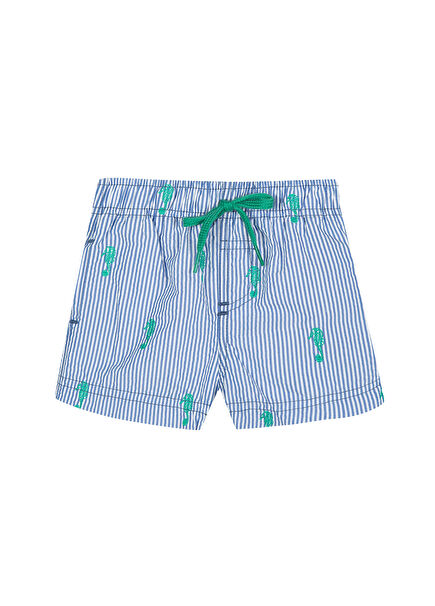 Blue Striped Patterned Baby Boy Shorts Swimsuit