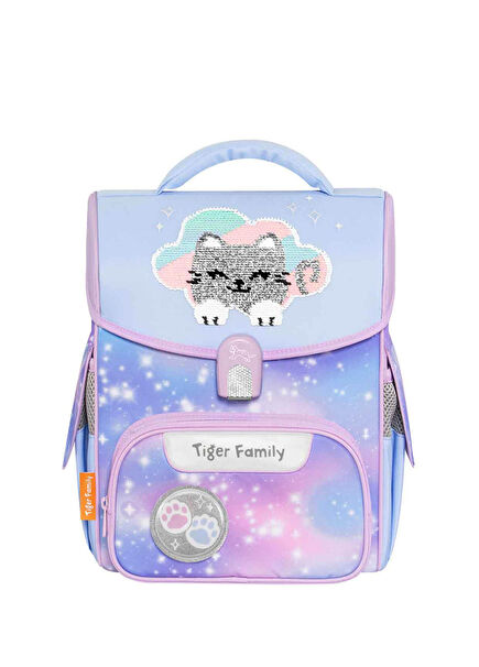 Kedi Desenli Lila Kız Çocuk Okul Çantası TGJL-101A