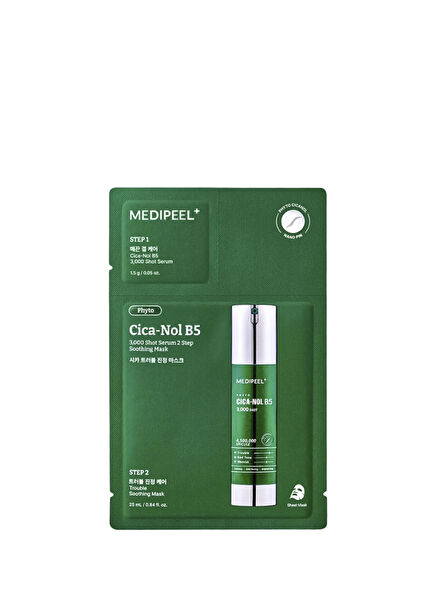 Phyto Cica-Nol B5 3000 Shot Serum 2 Step Mask 1,5 gr + 25 ml x 5 Adet  Spikül Ve Centella İçeren İki Aşamalı Nemlendirici Yüz Maskesi