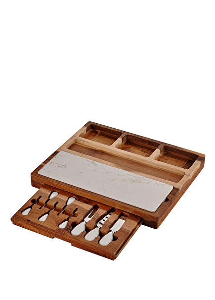 Acacia Elegance Kahverengi Ahşap Peynir Sunum Tabağı