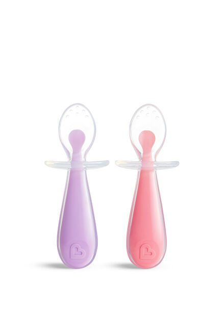 Pink Purple 2-Pack 9+ Months Soft Silicone Unisex Baby Feeding Training Spoons